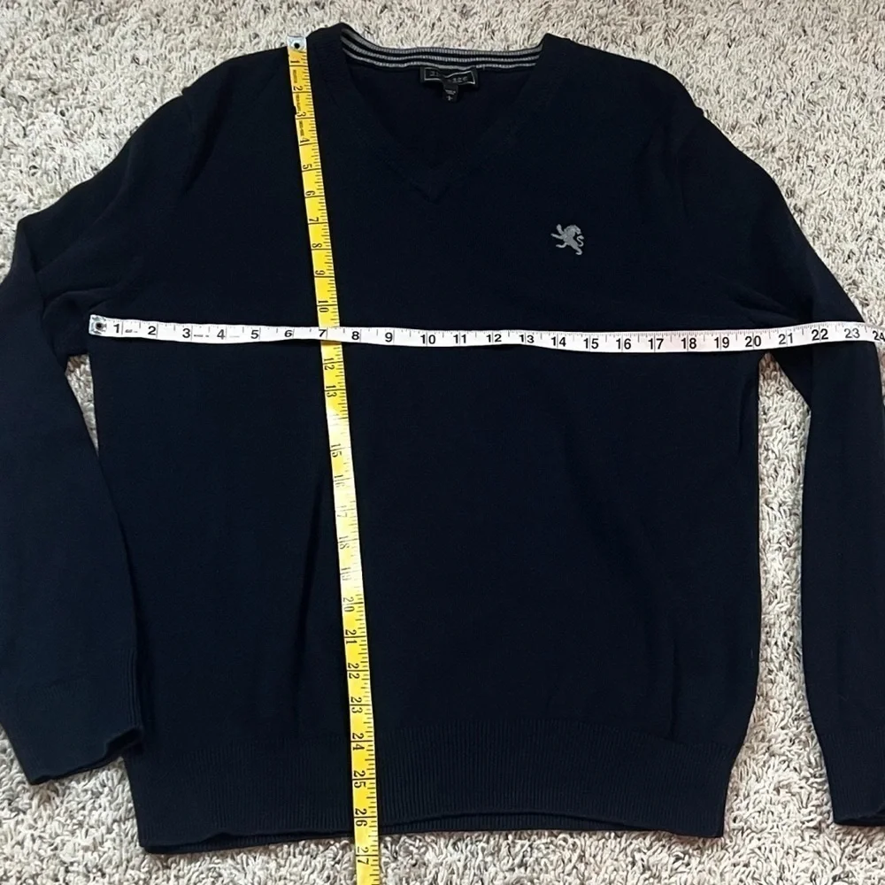 Express Men’s Solid Navy Blue Sweater Cotton Knit Pullover Large Long Sleeves